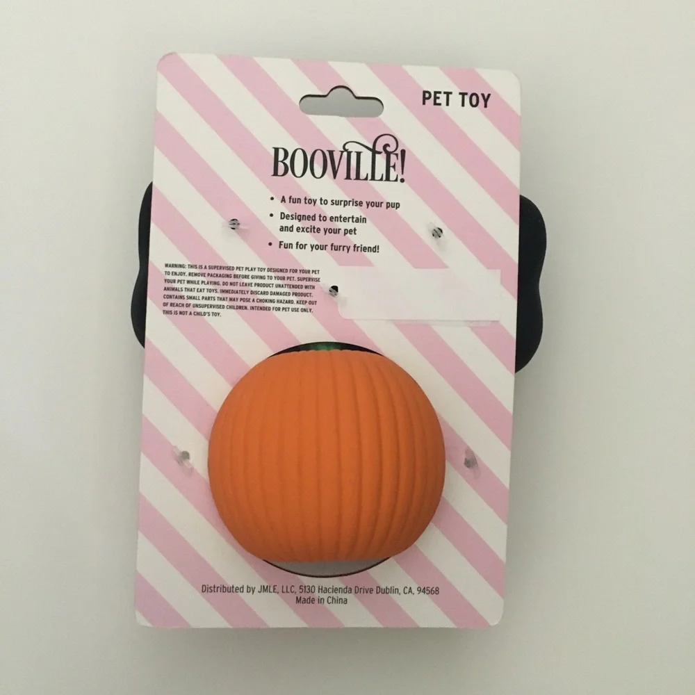 Dog Toys 2 Latex Halloween Pumpkin & 'BOO' Bone Toy Black & Orange NEW Booville